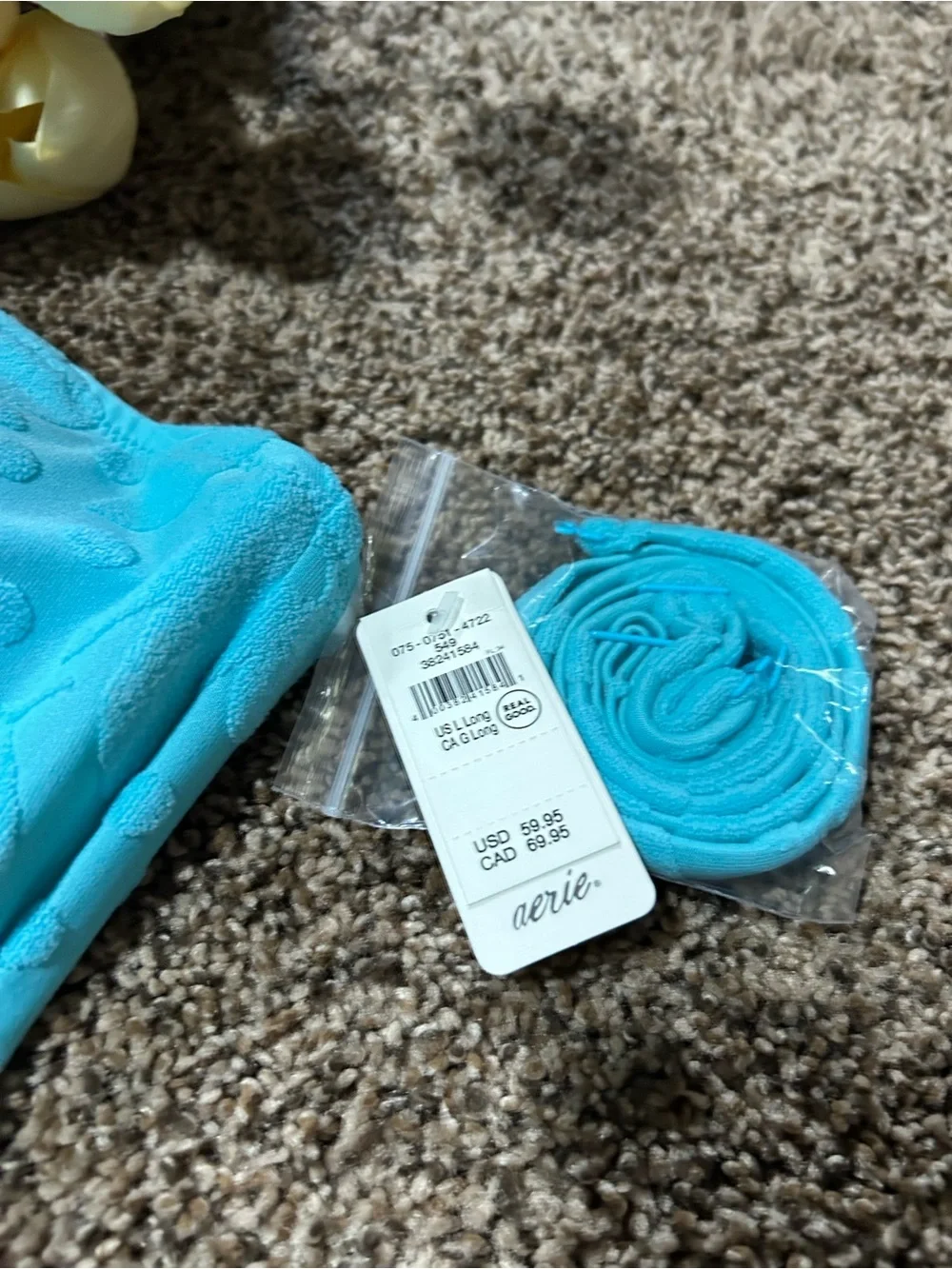 NWT Aerie Aqua Blue Textured Cutout One-Piece Swimsuit